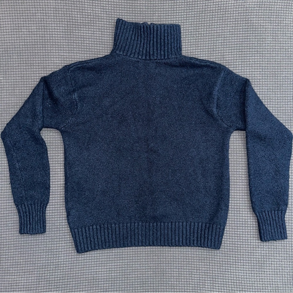 Old Navy Womens Small Navy Blue Quarter Zip Knit Sweater Ribbed Collar - Picture 5 of 6
